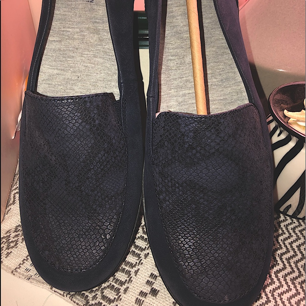 Brand new Clark’s Cloudsteppers Ayla River shoe in blue faux snakeskin